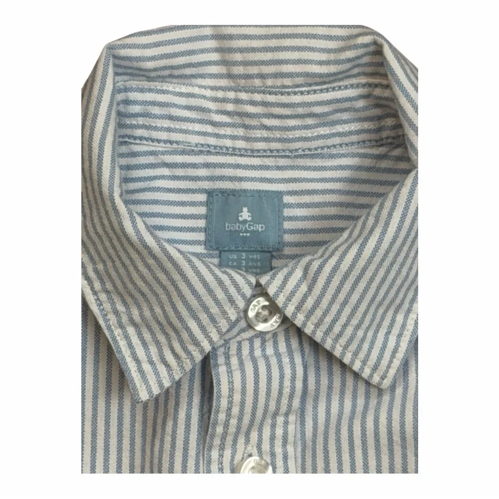 Baby Gap Oxford Shirt 3 Yrs Kids Boy's White Blue Striped Button Down Shirt